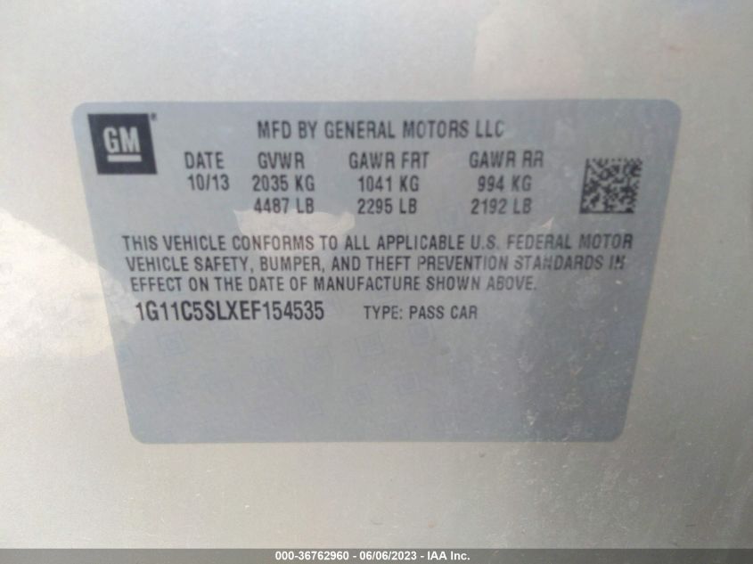 2014 CHEVROLET MALIBU LT - 1G11C5SLXEF154535