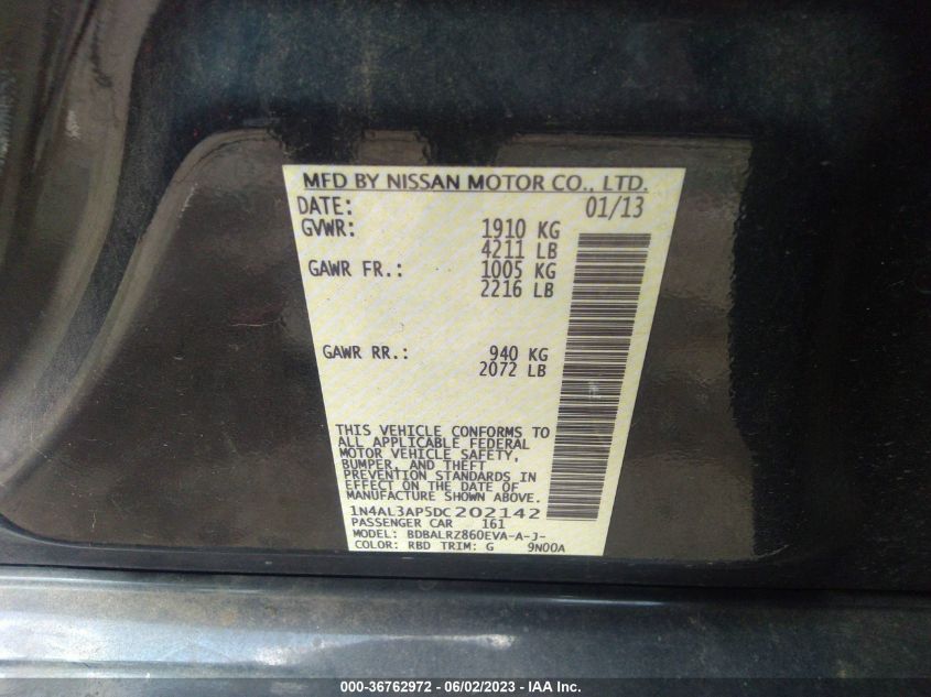 2013 NISSAN ALTIMA 2.5 S - 1N4AL3AP5DC202142