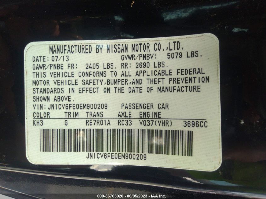 2014 INFINITI Q60 CONVERTIBLE - JN1CV6FE0EM900209