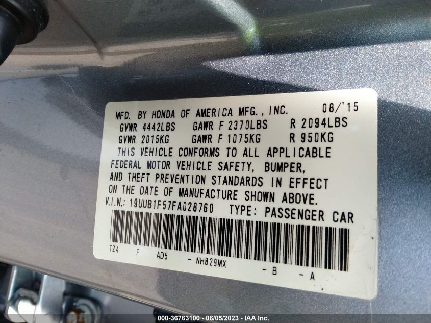 2015 ACURA TLX TECH - 19UUB1F57FA028760