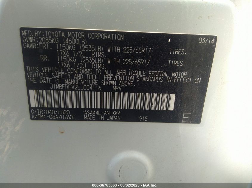 2014 TOYOTA RAV4 LE - JTMBFREV2EJ004116
