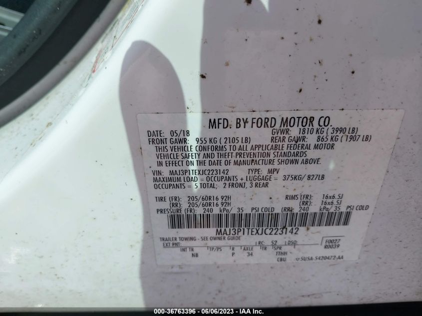 2018 FORD ECOSPORT SE - MAJ3P1TEXJC223142