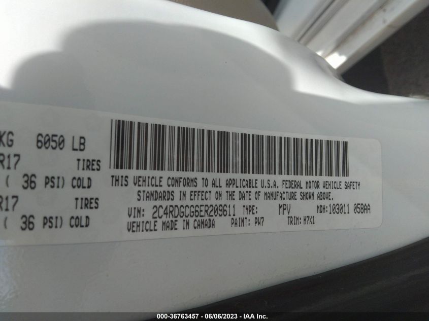 2014 DODGE GRAND CARAVAN SXT - 2C4RDGCG6ER209611