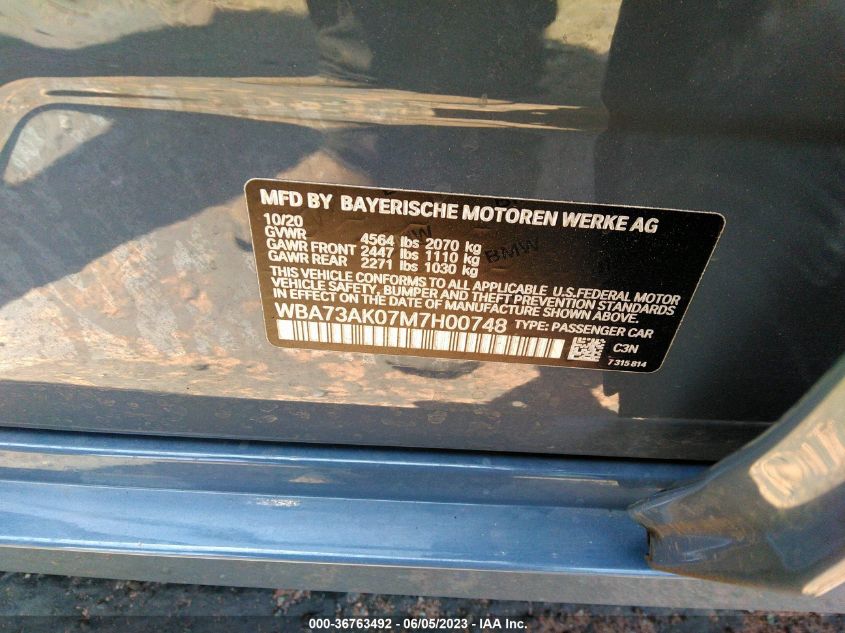 2021 BMW 2 SERIES 228I XDRIVE - WBA73AK07M7H00748