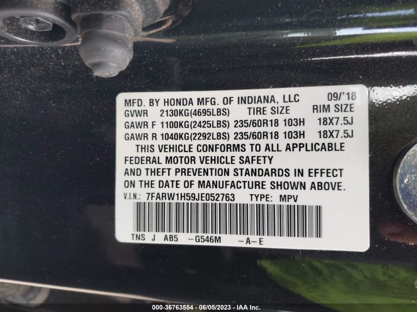 2018 HONDA CR-V EX - 7FARW1H59JE052763