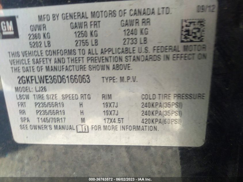 2013 GMC TERRAIN SLT - 2GKFLWE36D6166063