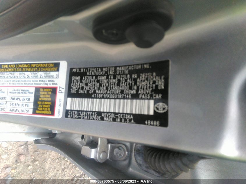 2016 TOYOTA CAMRY XLE/SE/LE/XSE - 4T1BF1FK0GU187146