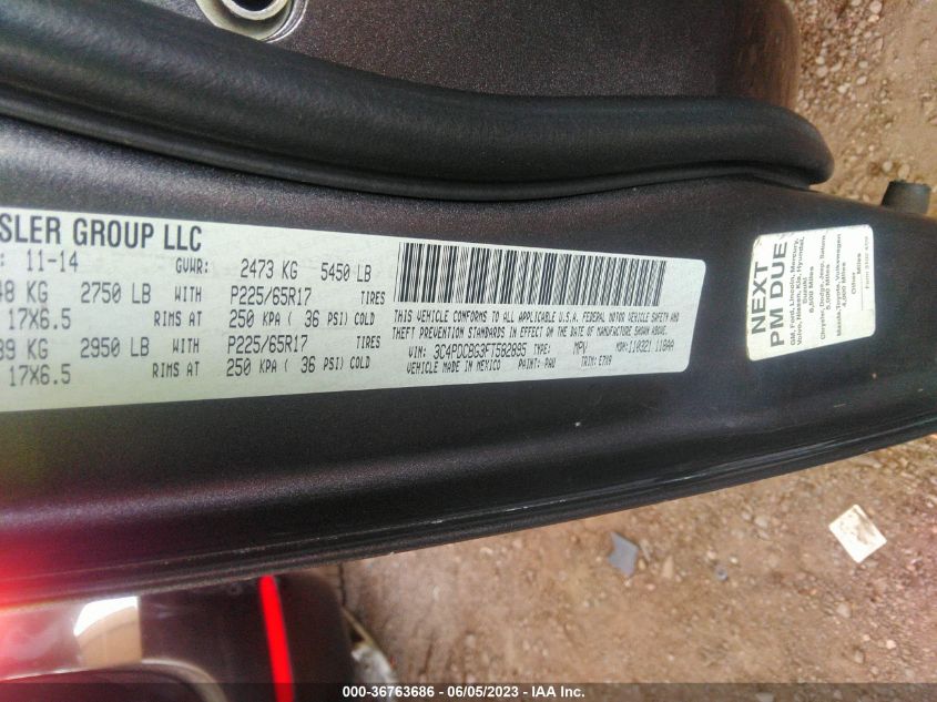 2015 DODGE JOURNEY SXT - 3C4PDCBG3FT582895
