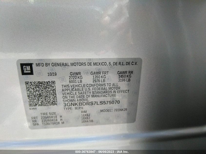 2020 CHEVROLET BLAZER 3LT - 3GNKBDRS7LS575070