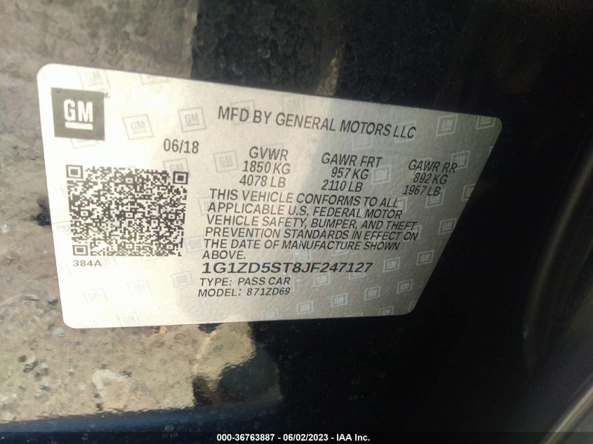 2018 CHEVROLET MALIBU LT - 1G1ZD5ST8JF247127