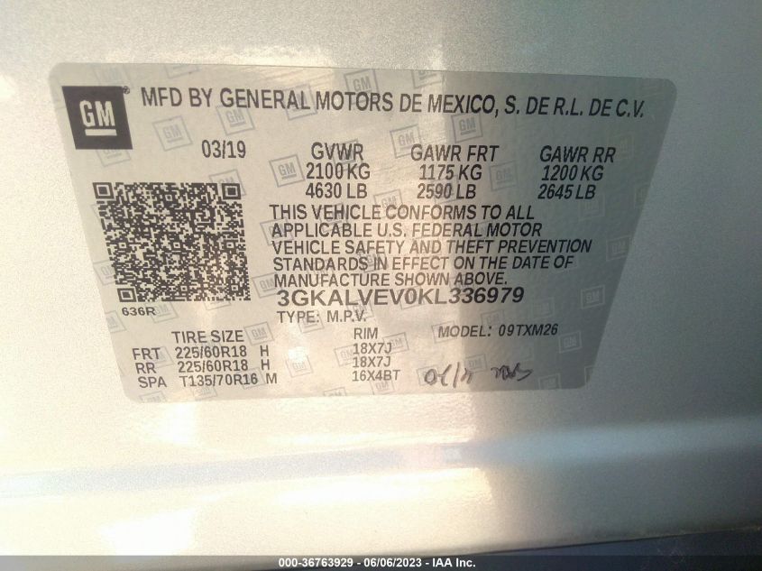 2019 GMC TERRAIN SLT - 3GKALVEV0KL336979