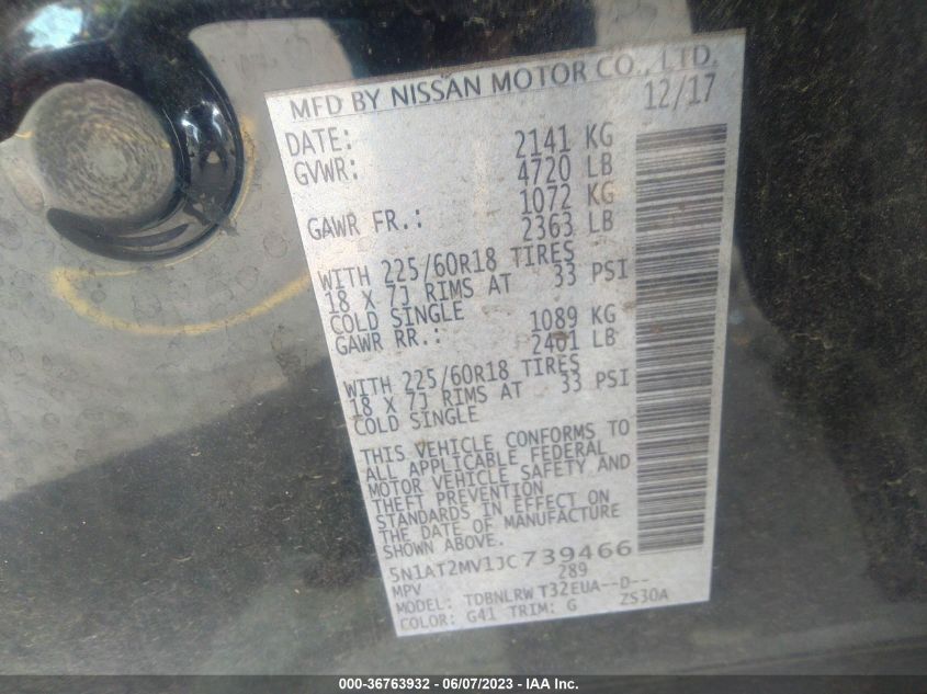 2018 NISSAN ROGUE SL - 5N1AT2MV1JC739466