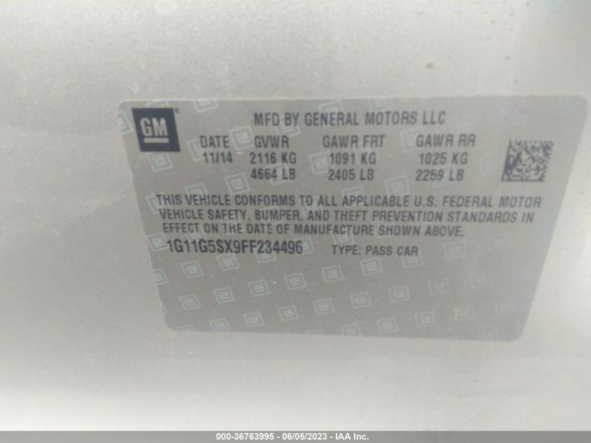 2015 CHEVROLET MALIBU LTZ - 1G11G5SX9FF234496
