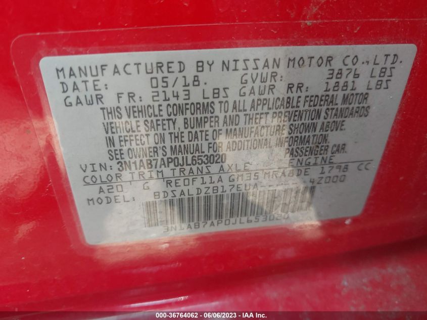 2018 NISSAN SENTRA SV - 3N1AB7AP0JL653020