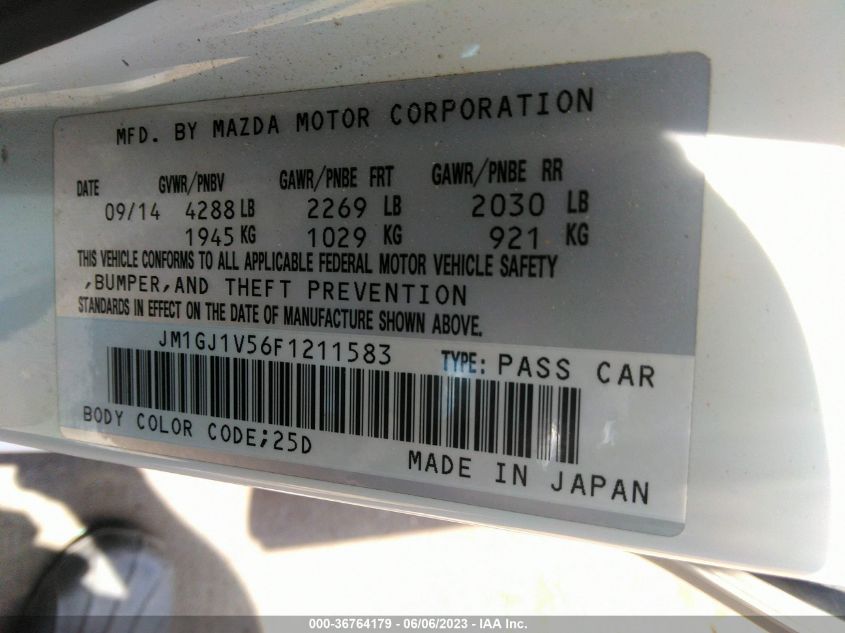 2015 MAZDA MAZDA6 I TOURING - JM1GJ1V56F1211583
