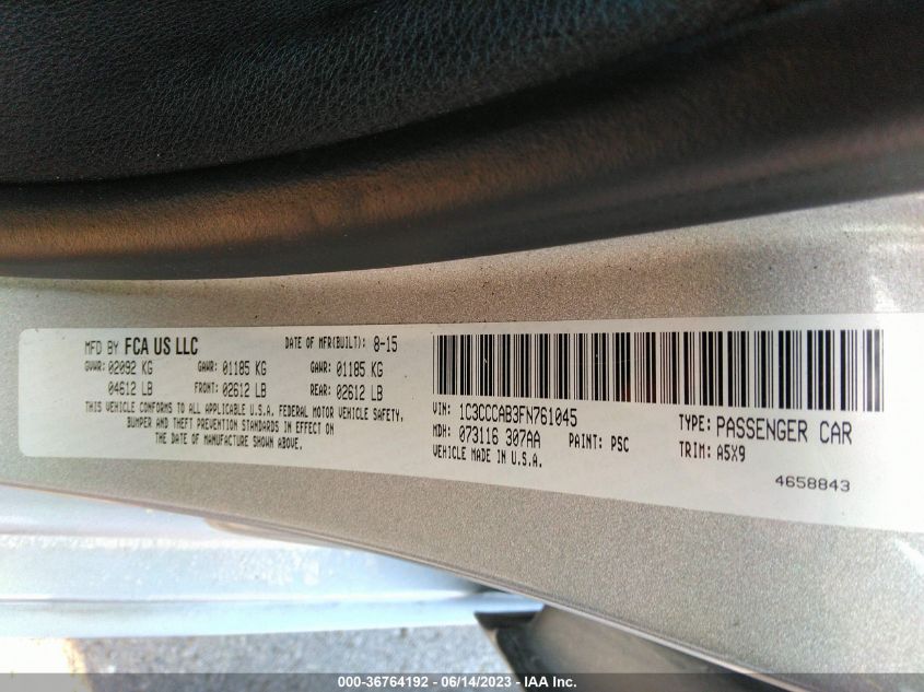 2015 CHRYSLER 200 LIMITED - 1C3CCCAB3FN761045