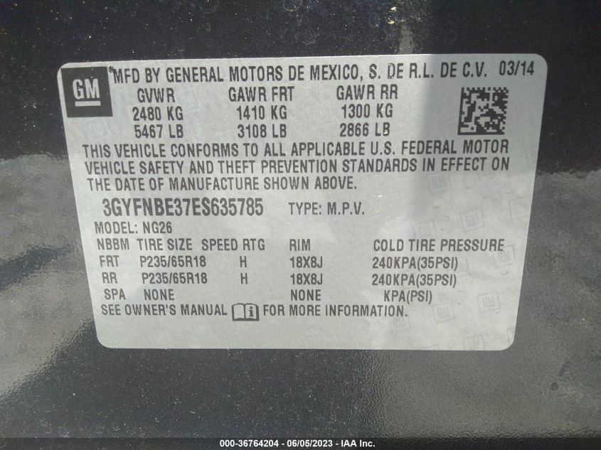 2014 CADILLAC SRX LUXURY COLLECTION - 3GYFNBE37ES635785