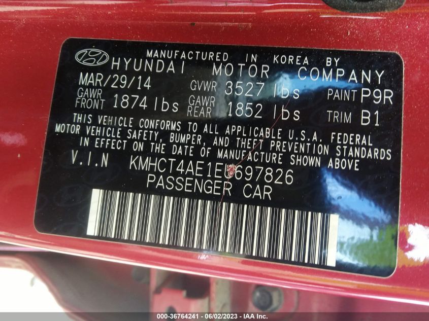 2014 HYUNDAI ACCENT GLS - KMHCT4AE1EU697826