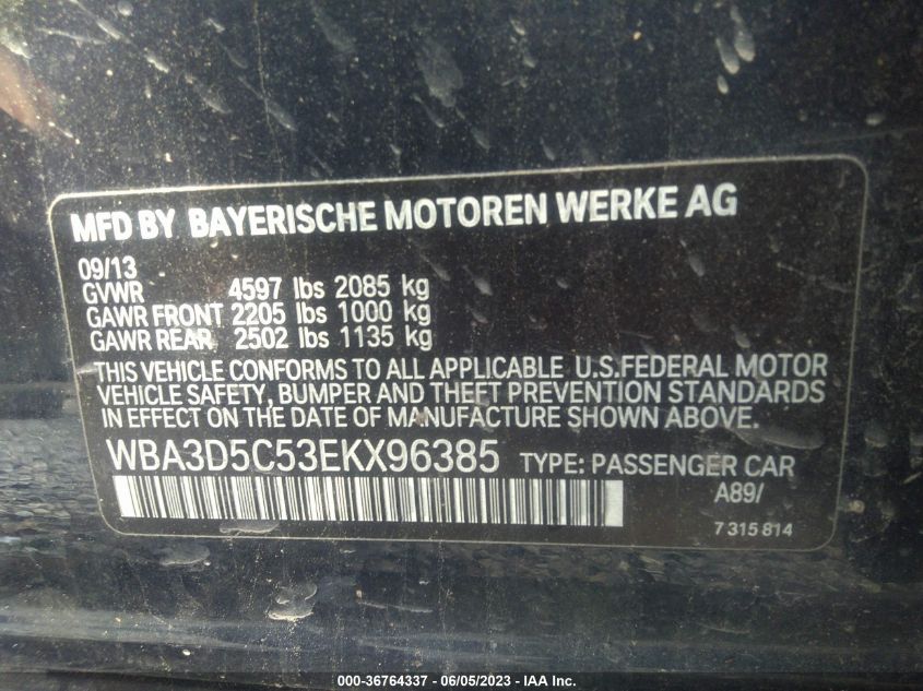 2014 BMW 3 SERIES 328D XDRIVE - WBA3D5C53EKX96385