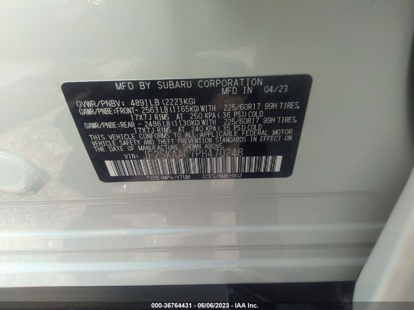2023 SUBARU FORESTER - JF2SKAAC7PH470248