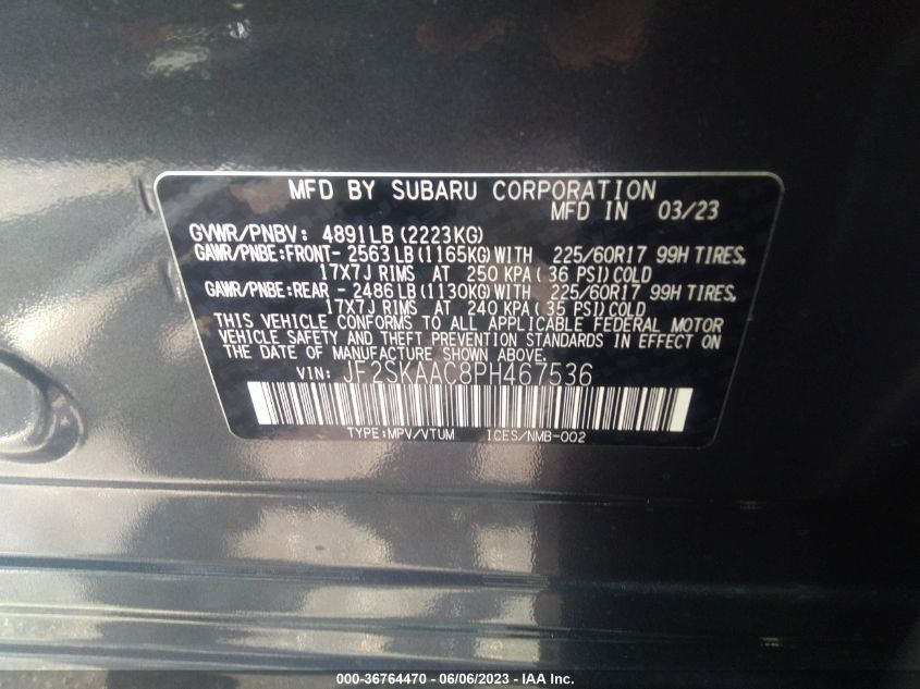 2023 SUBARU FORESTER - JF2SKAAC8PH467536