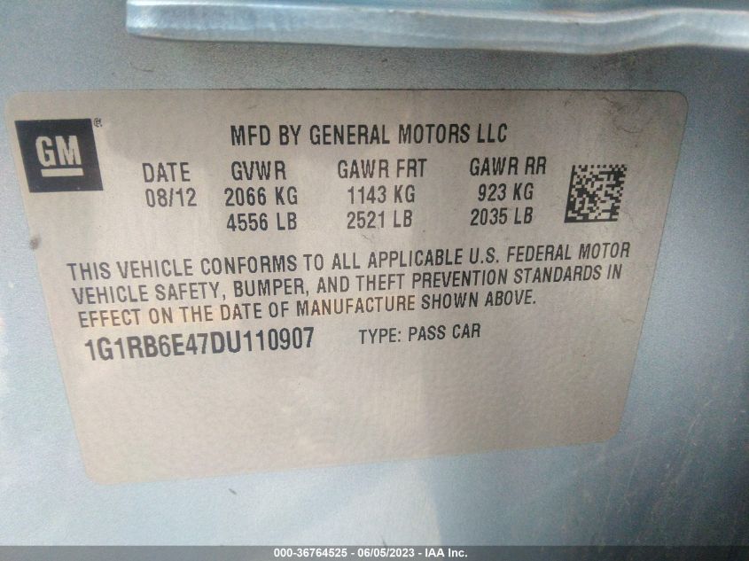 2013 CHEVROLET VOLT - 1G1RB6E47DU110907
