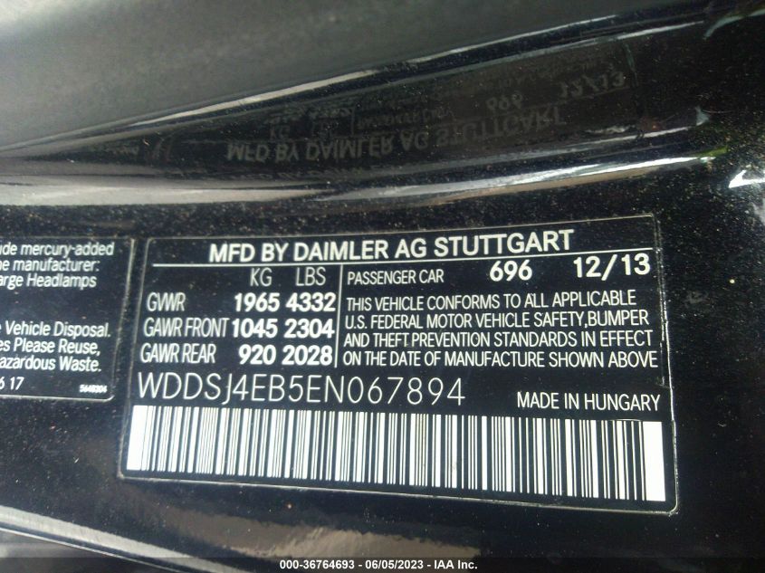 2014 MERCEDES-BENZ CLA-CLASS CLA 250 - WDDSJ4EB5EN067894