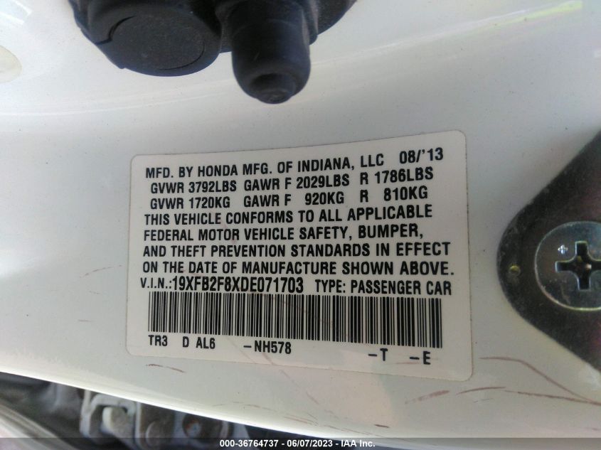 2013 HONDA CIVIC SDN EX - 19XFB2F8XDE071703