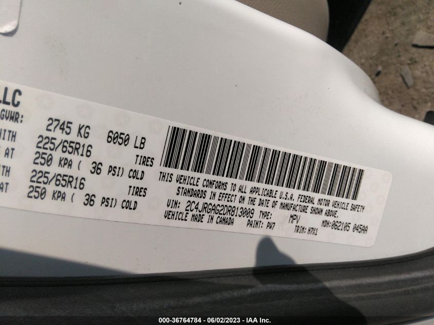 2013 RAM CARGO VAN TRADESMAN 2C4JRGAG2DR813009