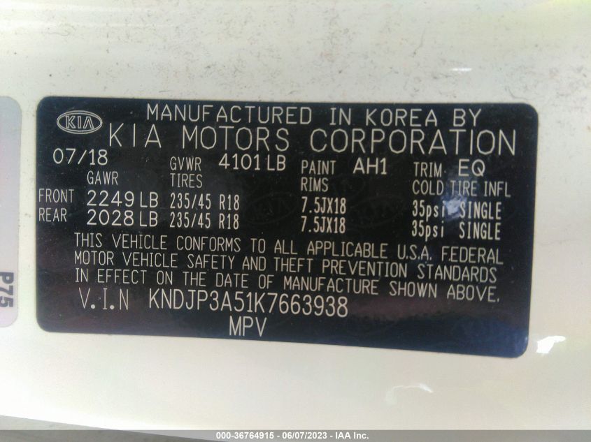 2019 KIA SOUL + - KNDJP3A51K7663938