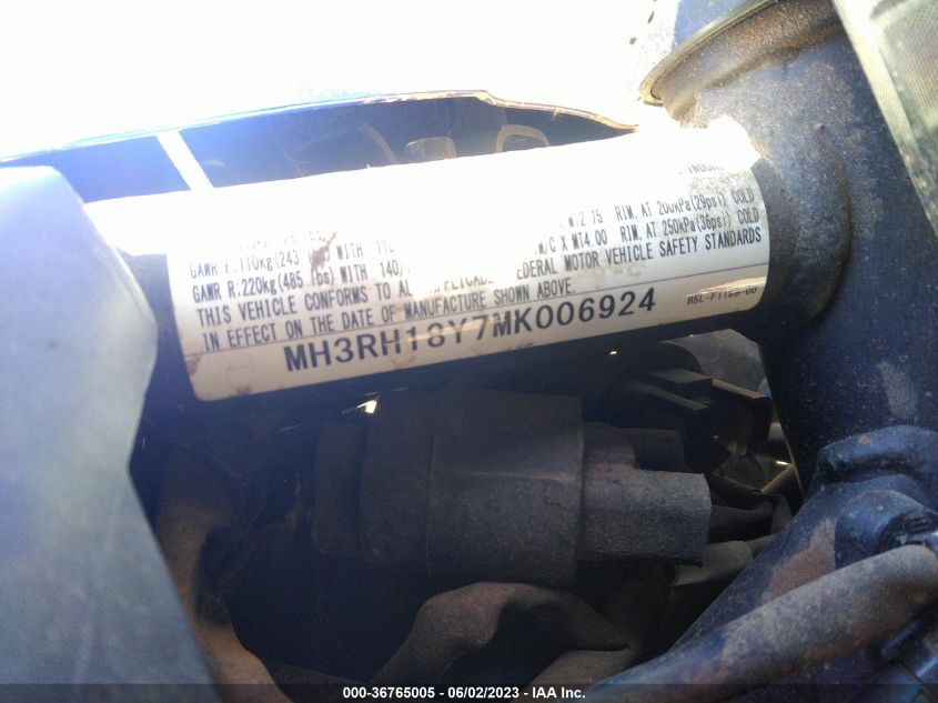 2021 YAMAHA YZFR3 A MH3RH18Y7MK006924