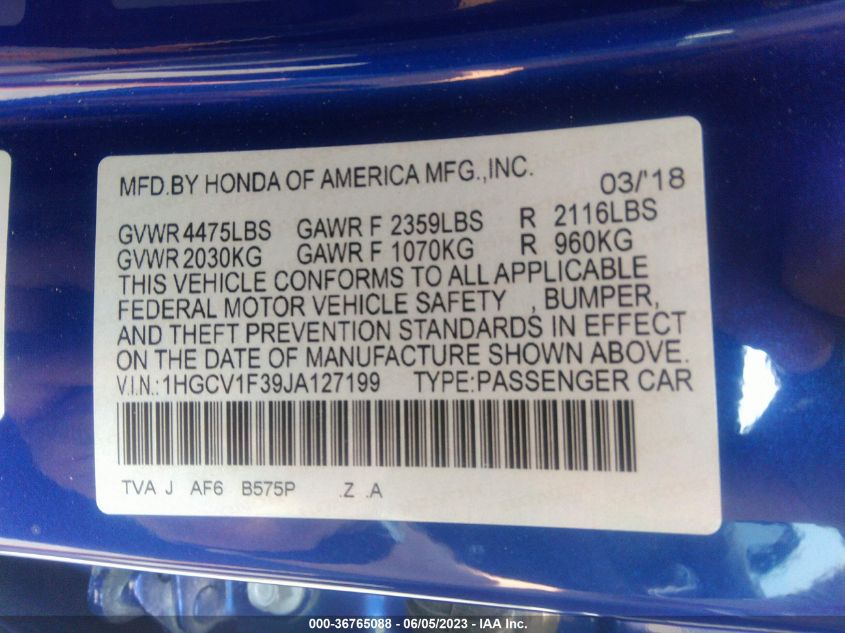 2018 HONDA ACCORD SEDAN SPORT 1.5T - 1HGCV1F39JA127199