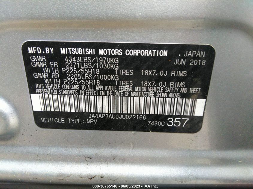 2018 MITSUBISHI OUTLANDER SPORT ES/SE - JA4AP3AU0JU022166