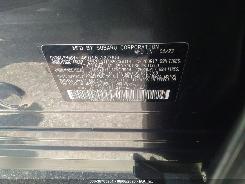 2023 SUBARU FORESTER - JF2SKAAC4PH467646