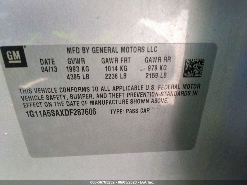 2013 CHEVROLET MALIBU LS - 1G11A5SAXDF287606