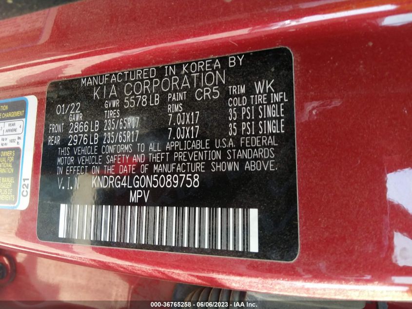 2022 KIA SORENTO HYBRID S - KNDRG4LG0N5089758