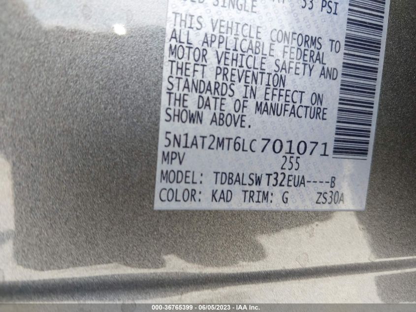 2020 NISSAN ROGUE SL - 5N1AT2MT6LC701071