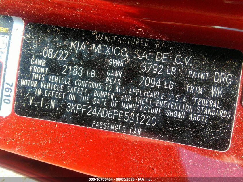 2023 KIA FORTE LXS - 3KPF24AD6PE531220