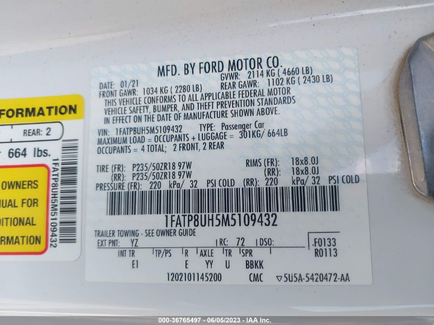 2021 FORD MUSTANG ECOBOOST - 1FATP8UH5M5109432
