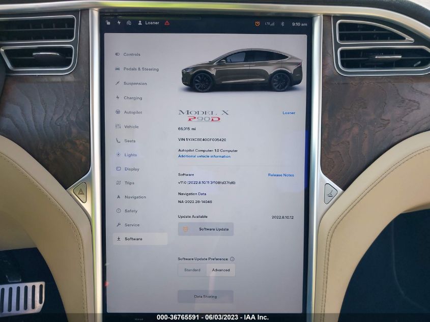 2016 TESLA MODEL X P90D/75D/P100D - 5YJXCBE40GF005420