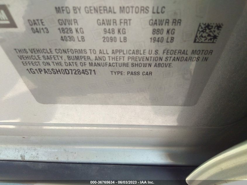 2013 CHEVROLET CRUZE LS - 1G1PA5SH0D7284571