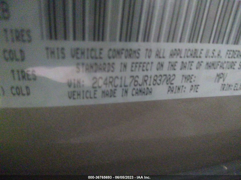 2018 CHRYSLER PACIFICA HYBRID TOURING L - 2C4RC1L76JR183702