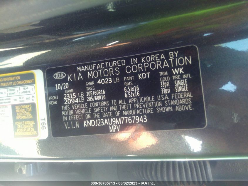 2021 KIA SOUL LX - KNDJ23AU9M7767943