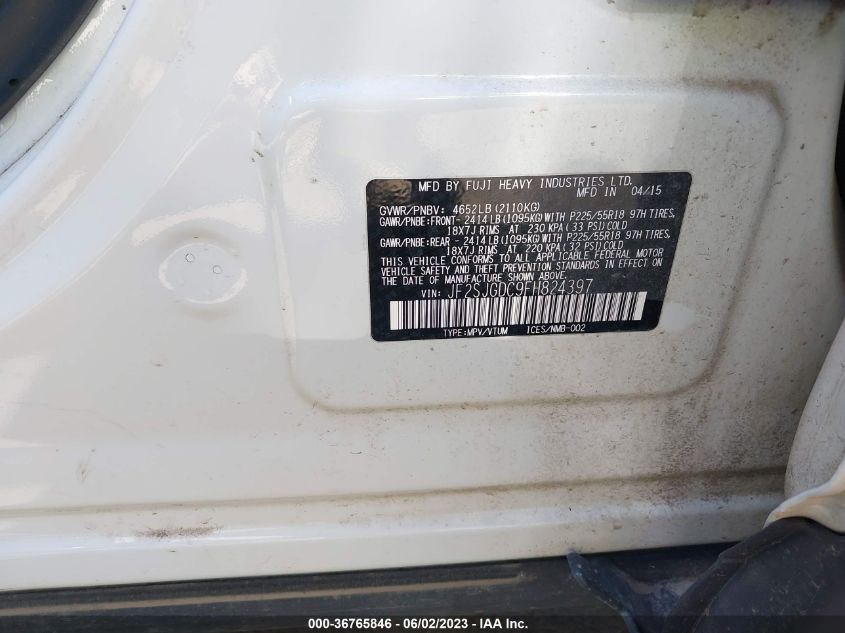2015 SUBARU FORESTER 2.0XT PREMIUM - JF2SJGDC9FH824397