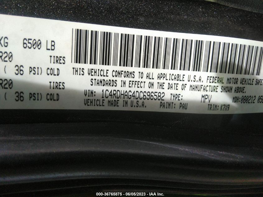 2013 DODGE DURANGO SXT - 1C4RDHAG4DC696582