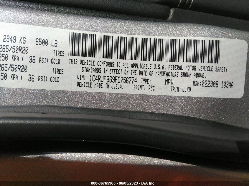 2015 JEEP GRAND CHEROKEE LIMITED - 1C4RJFBG9FC756774