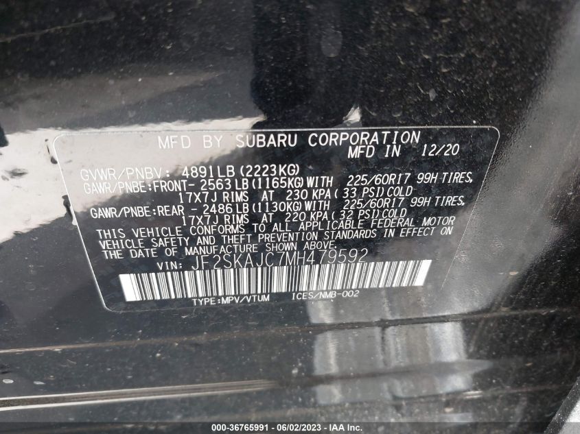 2021 SUBARU FORESTER PREMIUM - JF2SKAJC7MH479592