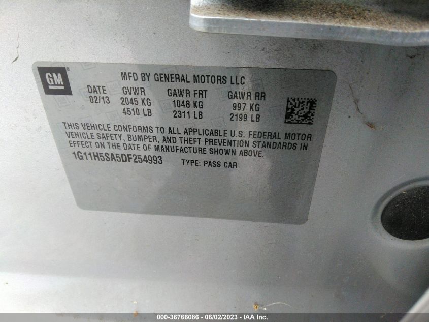 2013 CHEVROLET MALIBU LTZ - 1G11H5SA5DF254993