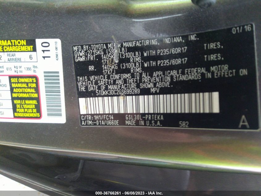 2016 TOYOTA SIENNA LE - 5TDKK3DC2GS699289