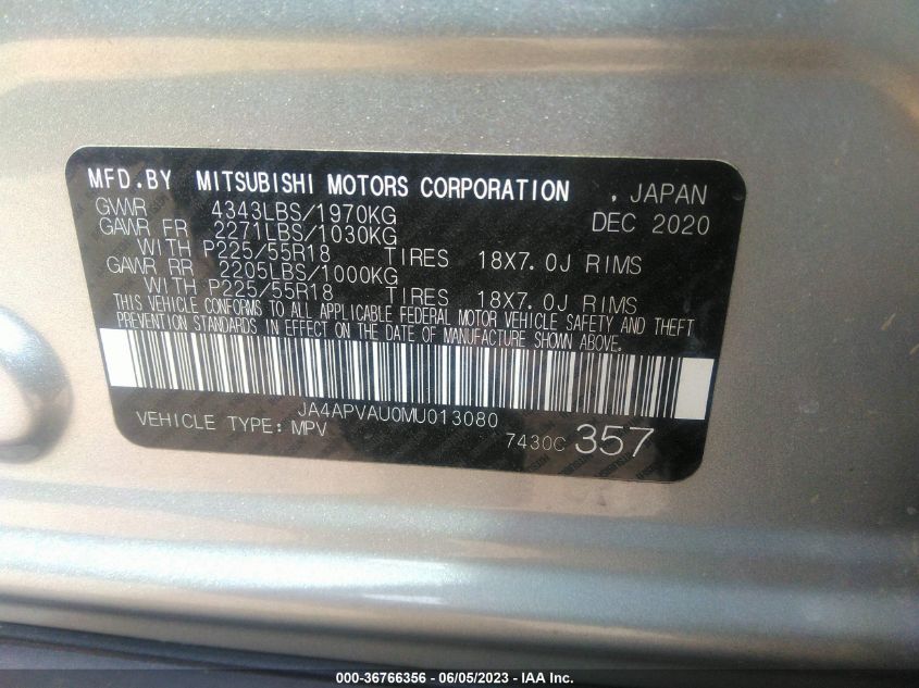 2021 MITSUBISHI OUTLANDER SPORT SE - JA4APVAU0MU013080